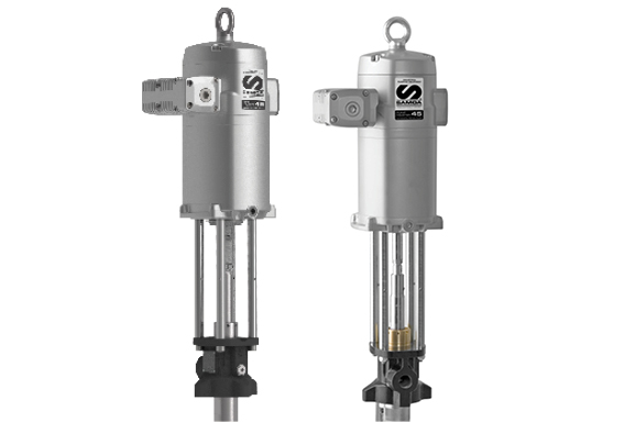 Extrusion pumpsExtrusion pumps offer an optimal solution for handling highly viscous liquids, up to 1,000,000 cPs. With a maximum fluid pressure of 350 bar (5,000 psi), these pumps excel in extrusion and transfer applications.The vane inlet design enables pumping of highly viscous, sticky or stringy materials by extending the vane primary rod directly into the material. Usually equipped with a Power Ram attachment, they can deliver inks, adhesives and sealants at desired pressures and flow rates.This pump is a perfect choice for efficient transfer and dosing of even the heaviest materials.Area of ​​useIdeal for applications that require handling of very high viscosity materials. They are particularly useful in industrial processes where materials such as adhesives, sealants and thick inks must be transferred or sprayed under high pressure.MaterialThe pumps are made of robust materials that are suitable for demanding industrial environments.DesignThe vane intake piston pumps have a unique design where a vane primary rod extends directly into the high viscosity material to enable efficient pumping. They also include a Power Ram attachment to facilitate material handling at desired pressures and flow rates.Flow rateInformation on specific flow rates was not available from the sources reviewed.AdaptabilityThe pumps are designed to be flexible and adaptable to different industrial needs, including the ability to handle different types of viscous materials.