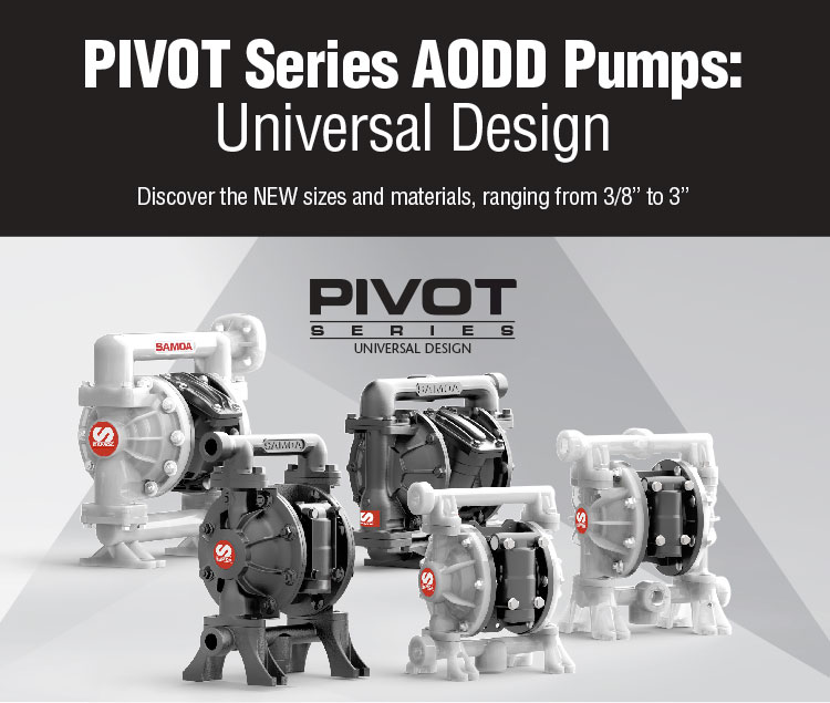 Upptäck nya storlekar och material i PIVOT-seriens AODD-pumpar, från 3/8 till 3